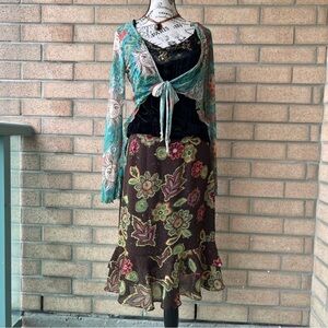 Whimsigoth floral  midi skirt